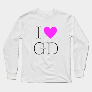 I love GD G-Dragon Big Bang Kpop Design Purple Long Sleeve T-Shirt